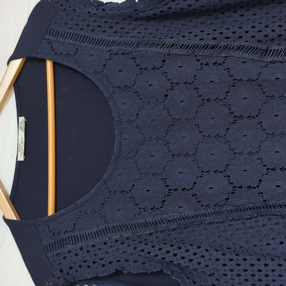 Dex top sleeveless Navy Blue Eyelet XL - Picture 3 of 8